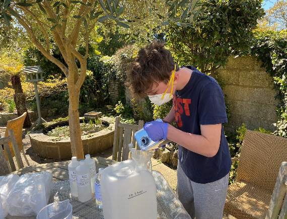 Witley schoolboy's a bit handy at making sanitiser