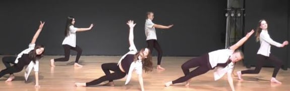 Oakmoor School pupils Tegan Kinch, Harriet Thayre, Ruby Leigh Savin, Eden Lilywhite, Evie Murphy and Libby Brundson perform a dance for Holocaust Memorial Day, January 27, 2022.