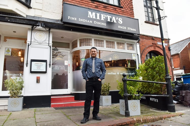 Mifta Chowdhury outside his curry house in Alton’s Market Square