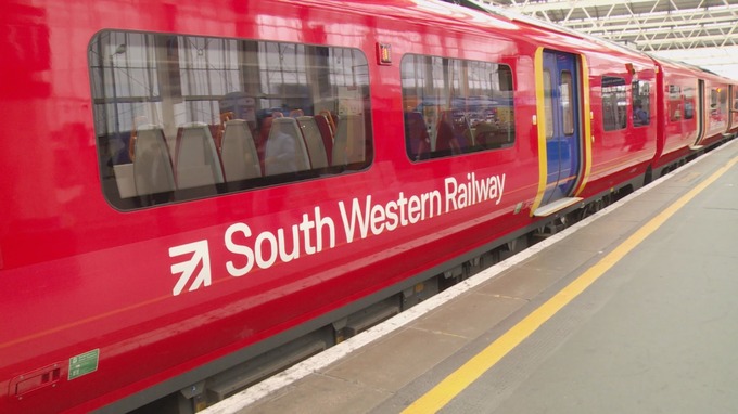 A South Western Railway service pulls into London Waterloo station