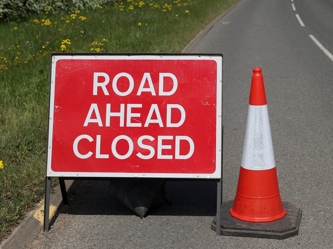Road Closed signs. Tuesday May 12th 2020