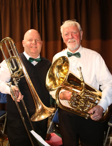 Trombone player Paul Fyfe and euphonium player Clive Hicks from the Alton Concert Band