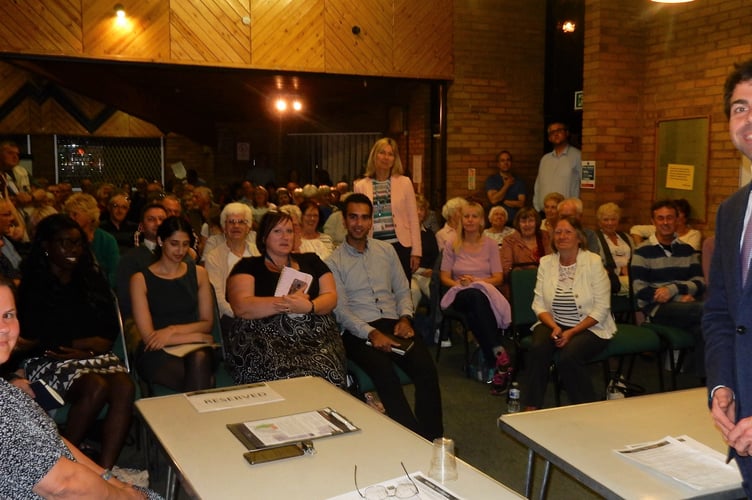 Cllr Andy Tree, right, hosts a public meeting with the NHS clinical commissioning group at the Forest Community Centre on September 2nd 2019.