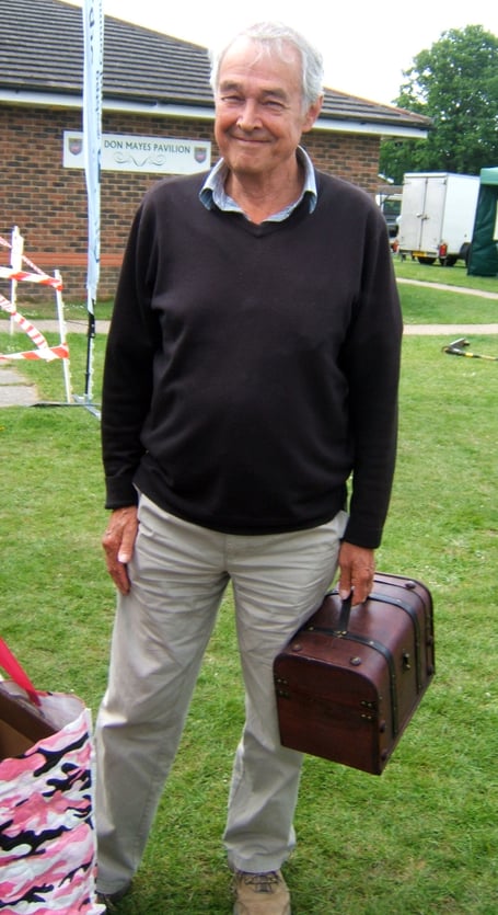 Paul Kennedy takes home the first prize of a treasure chest containing £100 in pound coins after winning the Woolmer Forest Heritage Society Platinum Jubilee treasure hunt held on June 2nd and 3rd 2022.