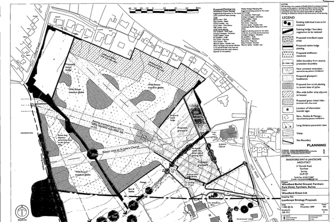 Planning permission was granted by Waverley Borough Council for the change of use of agricultural land at Hale Road to a cemetery and woodland burial site in 2010, but is yet to be implemented