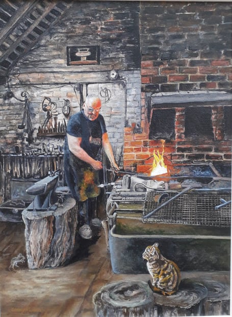 The Smithy At Work, by Jenny Kennish, People’s Choice winner at the Alresford Art Society’s 2021 annual exhibition.