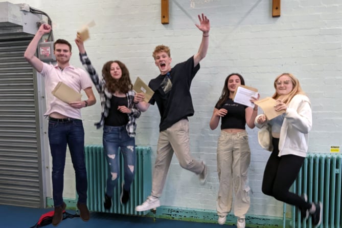 Amery Hill School pupils celebrate their GCSE results, August 25th 2022.
