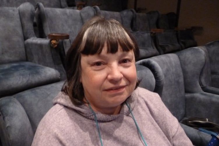 Judith Harker watching the Queen’s state funeral at The Living Room Cinema in Liphook on September 19th 2022.