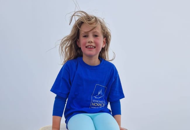 Amelia Fogg, an eight-year-old pupil at Anstey Junior School in Alton, on top of Mount Snowdon in Wales on September 11th 2022.