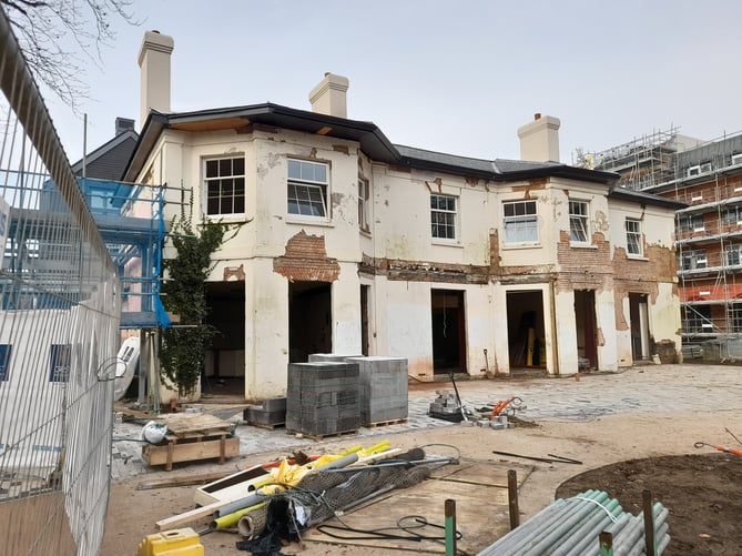 Grade II-listed Brightwell House in its present form, as of December 2022, midway through its refurbishment
