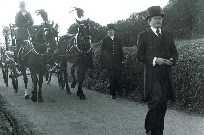 David Leggett, who has died aged 78, leads a traditional funeral cortège in Farnham