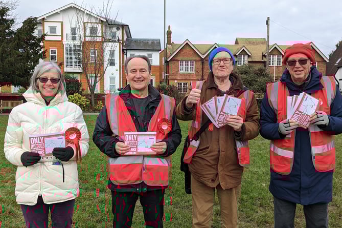 Farnham Labour branch members in Gostrey Meadow during the 'day of action' for the NHS