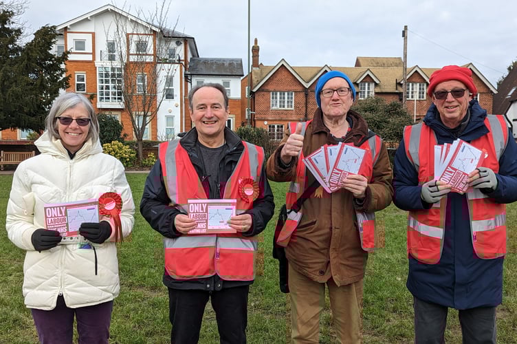 Farnham Labour branch members in Gostrey Meadow during the 'day of action' for the NHS