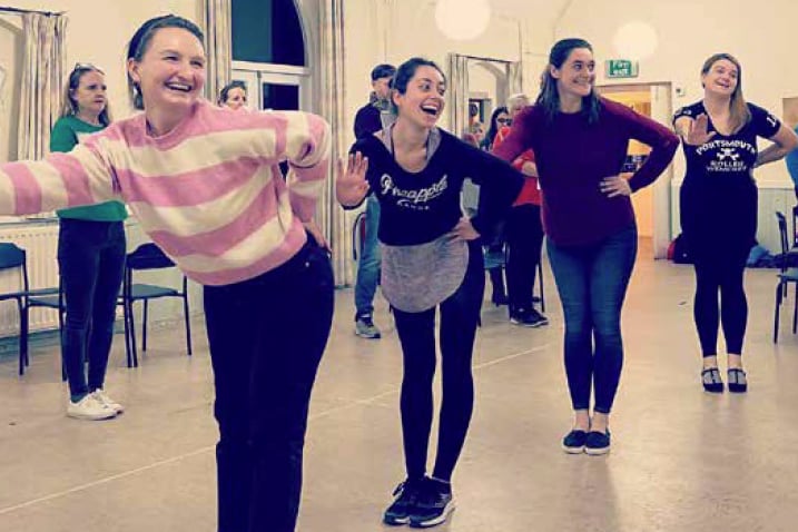 Rehearsal for 9 to 5 The Musical, Petersfield, February 2023.