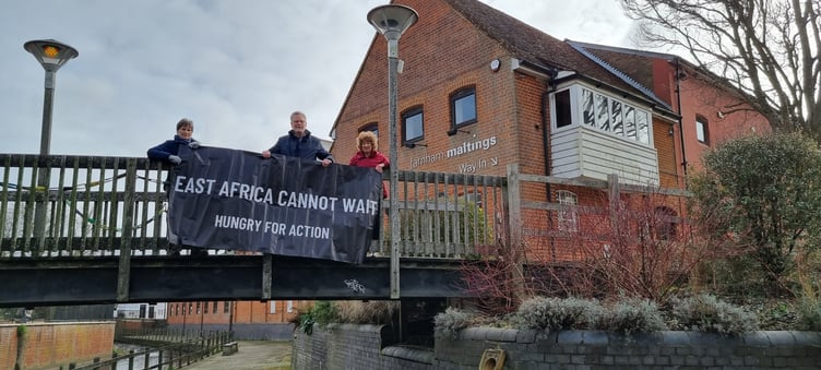 Farnham for Fairness campaigners outside the Farnham Maltings on Saturday