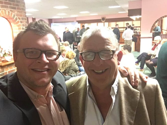 Jon Walker (right) and Daniel Gee at the East Hampshire election count at Petersfield's Festival Hall in 2019