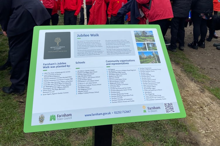 The plaque unveiled at Riverside in Farnham by HRH Prince Edward, the Duke of Edinburgh