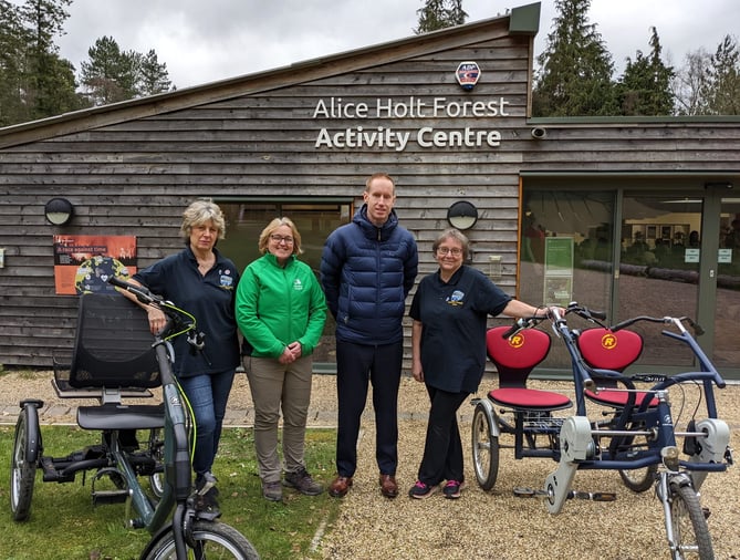 Janet Dunkley (Dementia-Friendly Alton), Helen Littlejohn (Forestry England), Jamie Haskins (Haskins Garden Centres) and Karen Murrell (Dementia-Friendly Alton)