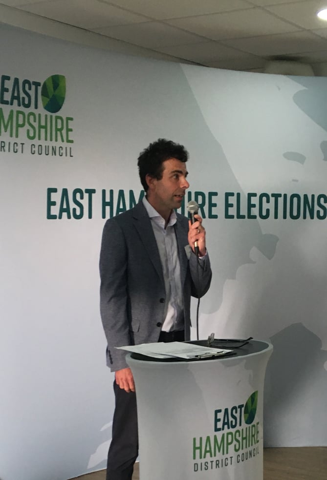 Andy Tree, East Hampshire election count, Taro Leisure Centre, Petersfield, May 5th 2023.
