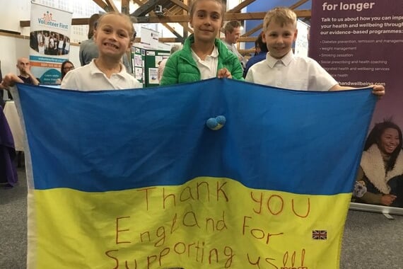 Ukrainian children at drop-in support event, Alton Maltings Centre, May 16th 2023.