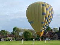 Video: Hot air balloon stops play for Chiddingfold under-tens