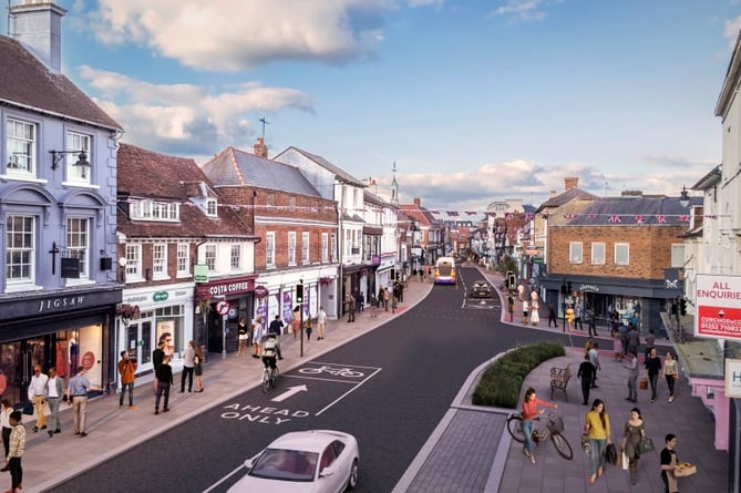 A visualisation of the Farnham Infrastructure Programme's agreed plans for Farnham town centre