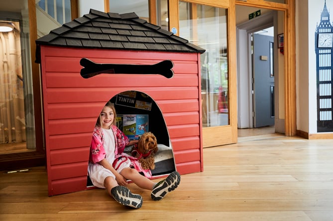 Florence and her dog Teddy in the winning design of the Junior Barkitecture Competition from Goodwoof 2023  