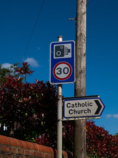 A speed camera sign