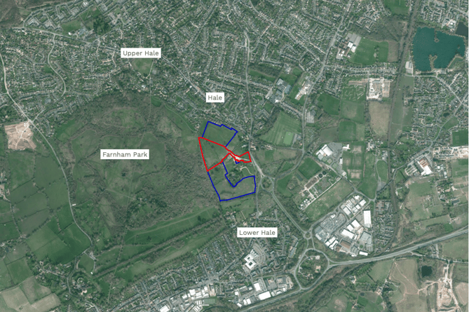 Original plans for the green burial ground in Hale Road included a new public footpath connecting Farnham Park to Hale Road – this has since been removed