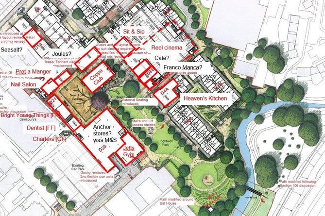 An updated map of the Brightwells Yard development and who we think is taking units...