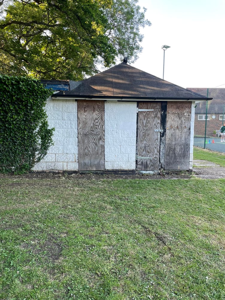 The old changing rooms at Elstead's Burford Lodge recreation ground have been boarded up for several years