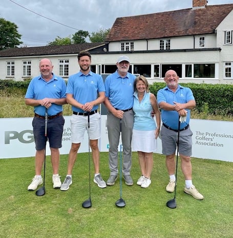 Professional Luke Bone (second left) with Steve Dixon, Dave Brown, Debbie Hardiman and Mark Fewings