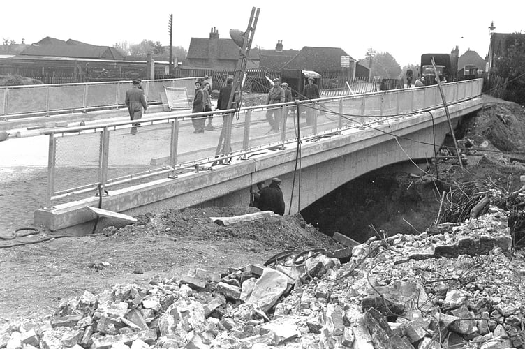 Farnham's Firgrove Hill road bridge during construction in the mid to late 1950s