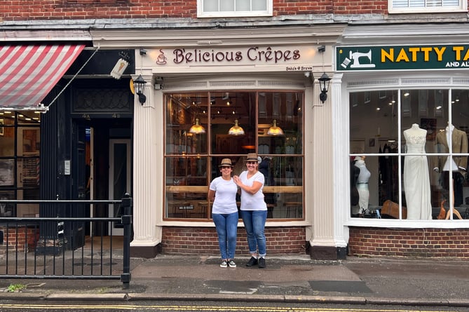Nina and Koula outside their B'elicious creperie in South Street, Farnham
