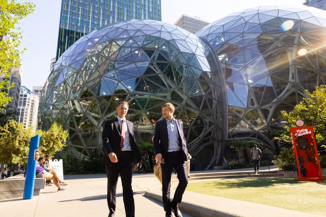 The Chancellor Jeremy Hunt visits Amazon in Seattle and meets with staff and Global CEO Andy Jassy