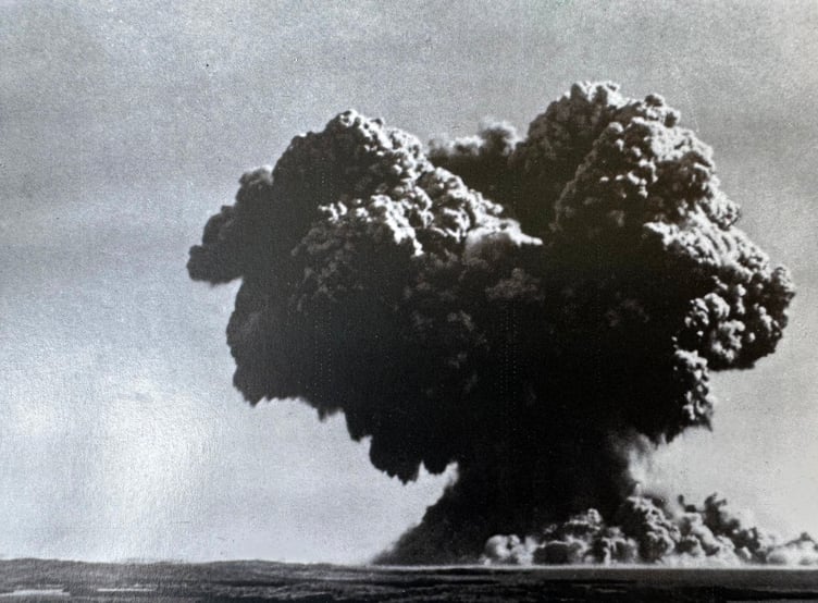 The mud-laden cauliflower explosion from Britain’s first atomic test in Montebello Islands, Western Australia, on October 2, 1952