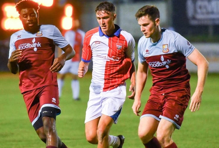 Action from Farnham Town's 3-0 win at home to Knaphill earlier this season