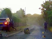 Shocking video shows thief crash stolen car during police chase