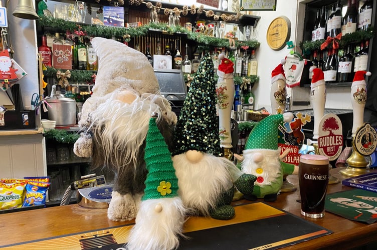 Gonks can be spotted across Rowledge – including at The Hare and Hounds pub