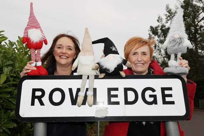 A Gonk Trail has been launched in Rowledge – pictured are Mandy Main of the Rowledge Volunteers and artist Susie Lidstone