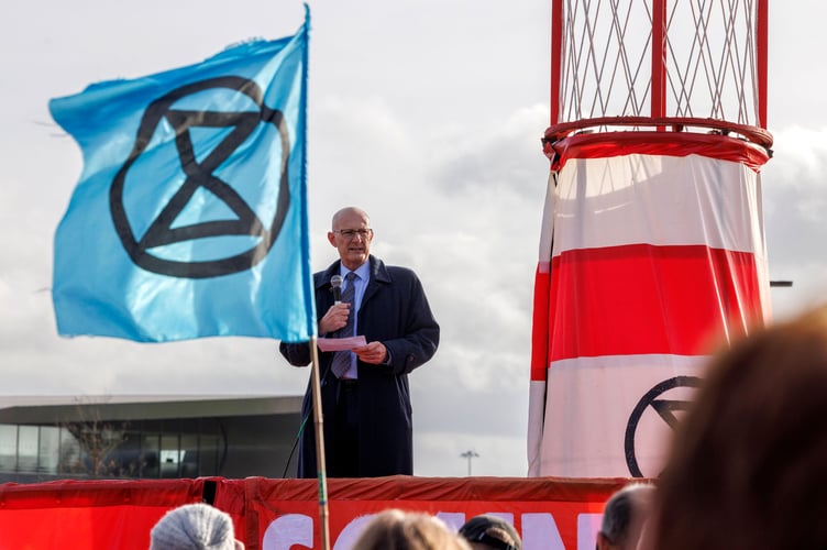 27th Jan 2024. Farnborough Airport, UK. 'Flying to Extinction' march and protest against private jets and airport expansion.