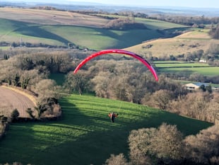 Sky Surfing Club members fly from Butser Hill near Petersfield