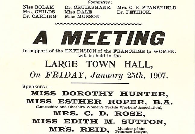 A handbill advertising Dorothy Hunter as a speaker at Reading Women’s Suffrage Society meeting on January 25, 1907