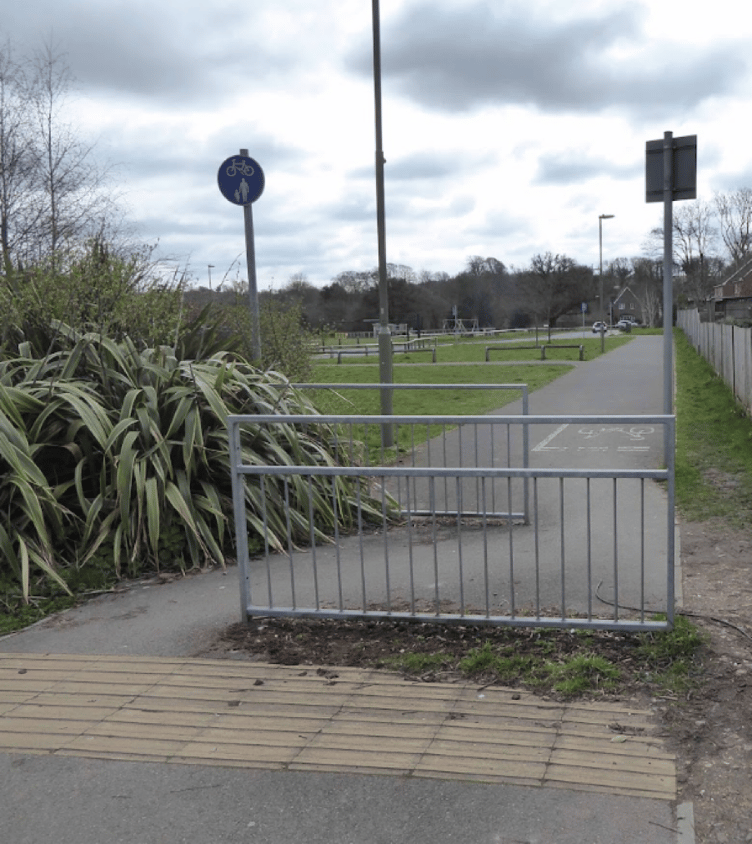 Barriers – such as this one at Alton's Barley Fields estate – provide an unnecessary hindrance to cyclists