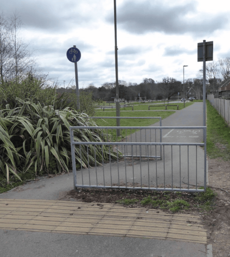 Barriers – such as this one at Alton's Barley Fields estate – provide an unnecessary hindrance to cyclists