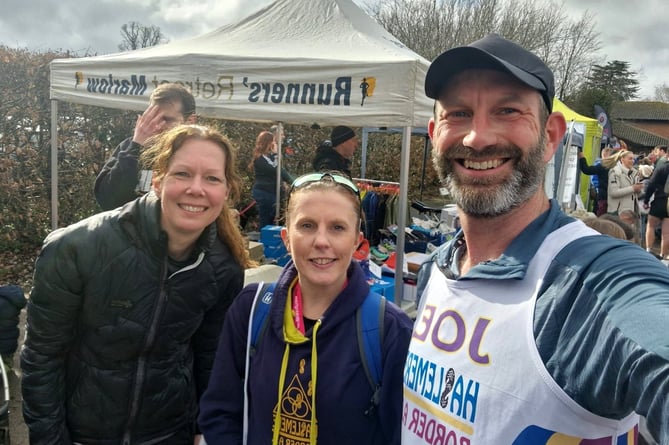 Issy Peters, Tania Corrigan and Joe McCarthy-Holland at the Wokingham half marathon