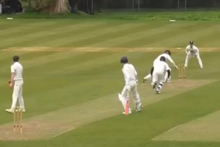 Action shot of a run out