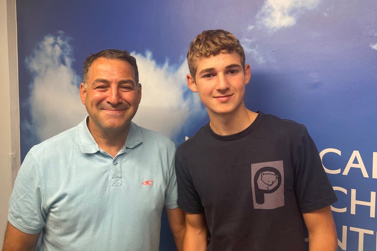 Proud father and son at Weydon School