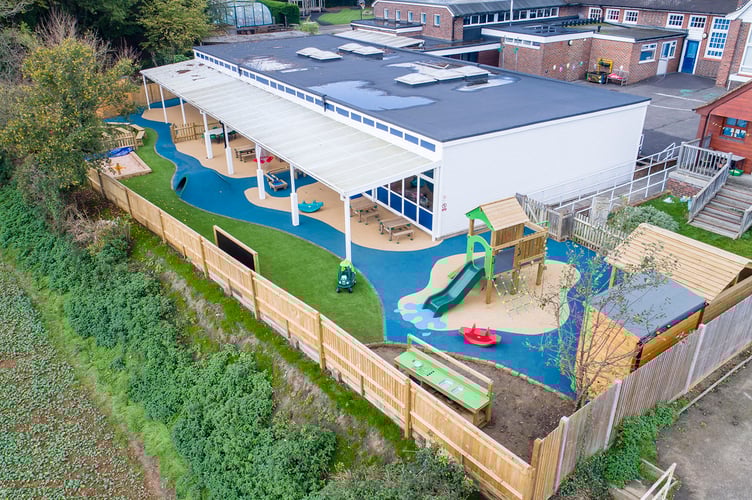 The early years classroom and outdoor play area that were destroyed in the flood