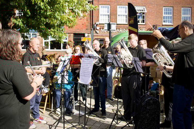 The sun was shining as the Band delighted the crowd with their music